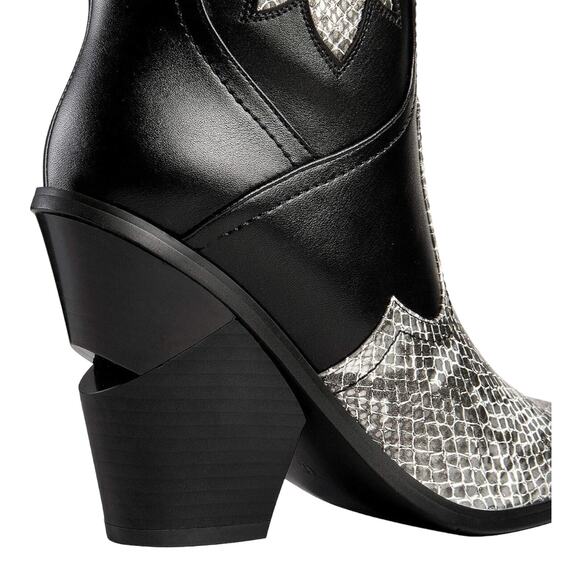 ANN CREEK 'Boma' Snake Accent Two-Tone Boots, Layered High Heels, Size 10 M - Picture 3 of 12